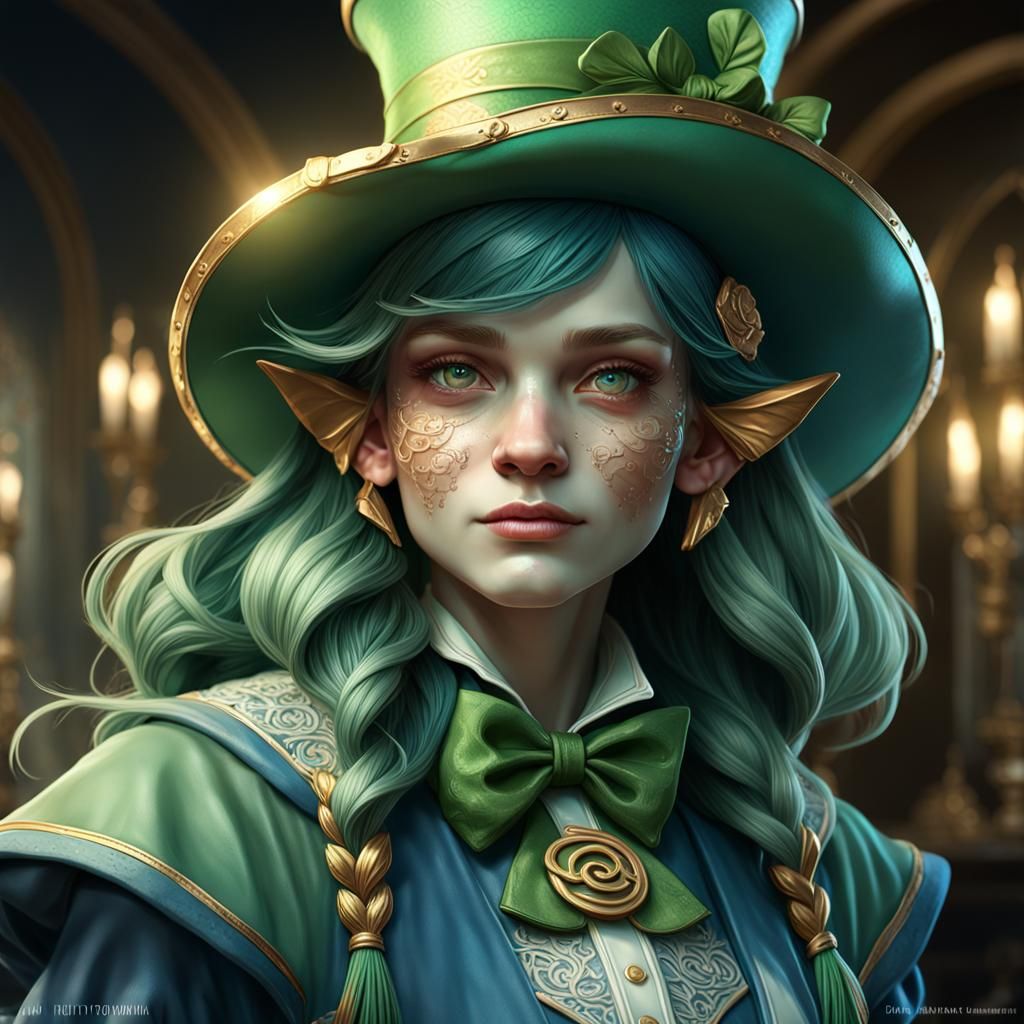 Porcelain Leprechaun Portrait in Digital Art Style