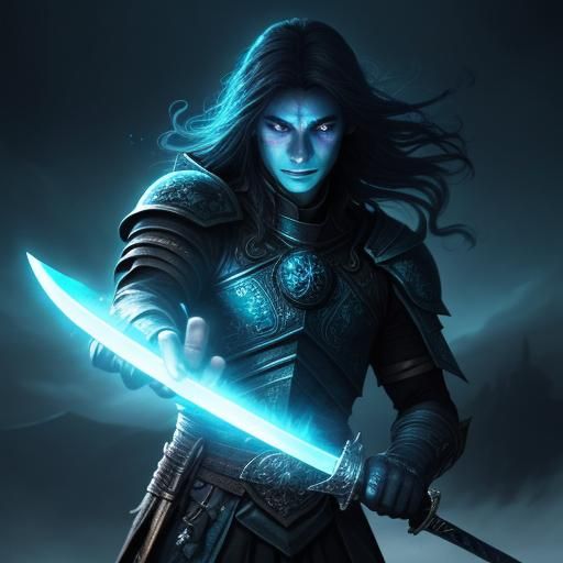 Ethereal Sword Glows with Magic in Dark Fantasy Art