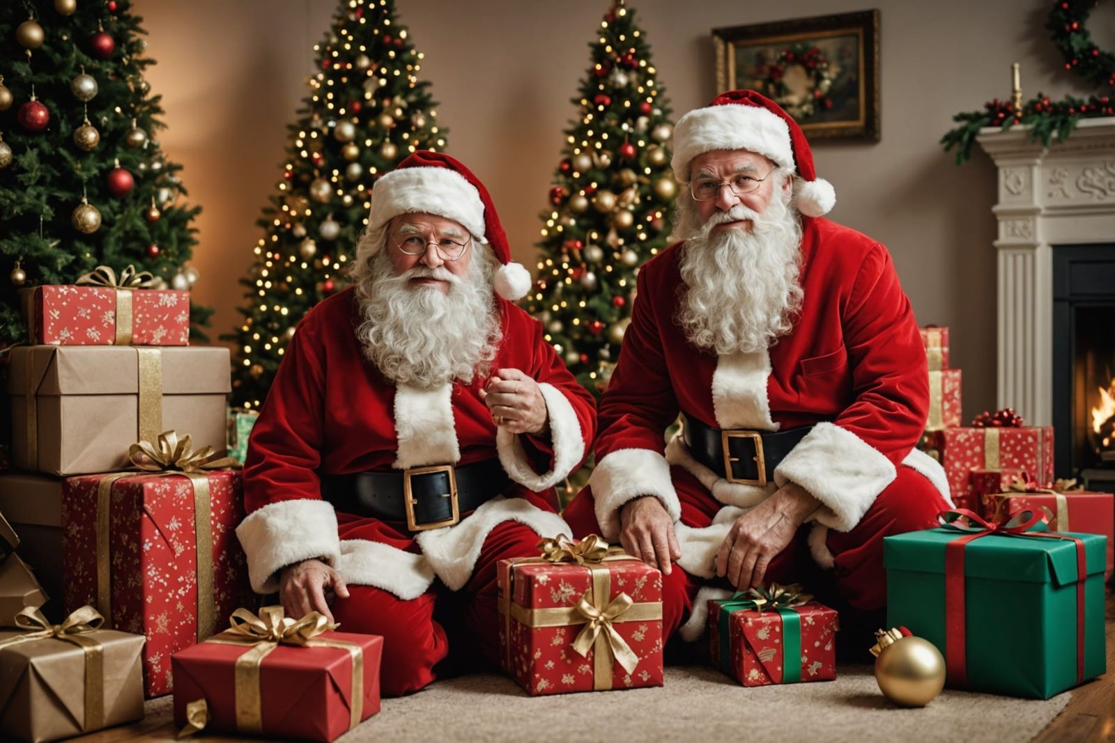 Christmas Scene with Santa and Presents in HDR