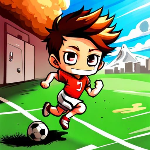 Adorable Chibi Football Player in Anime Style