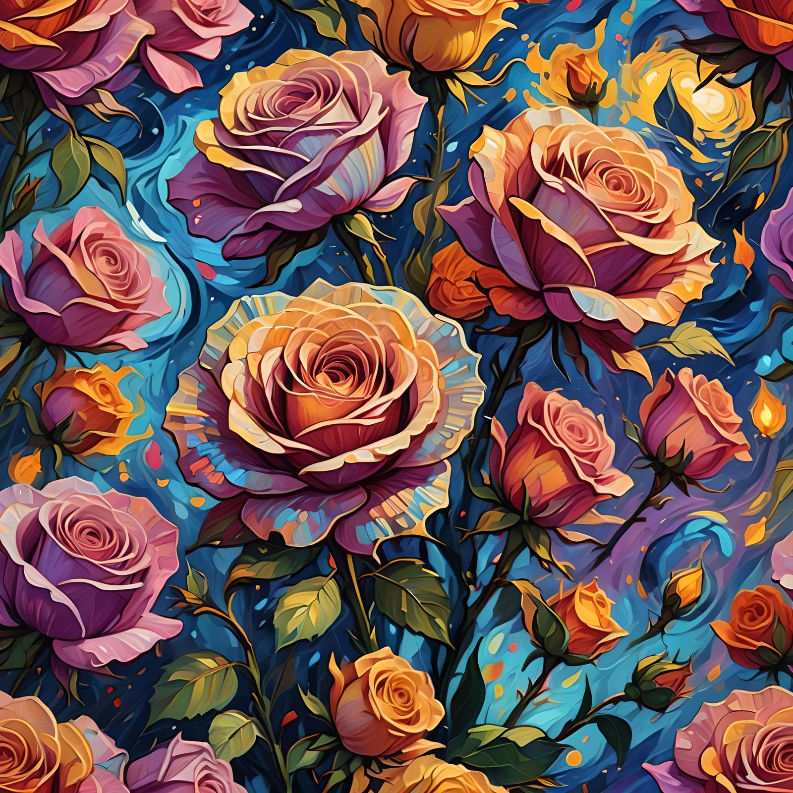 Rose in Van Gogh Style