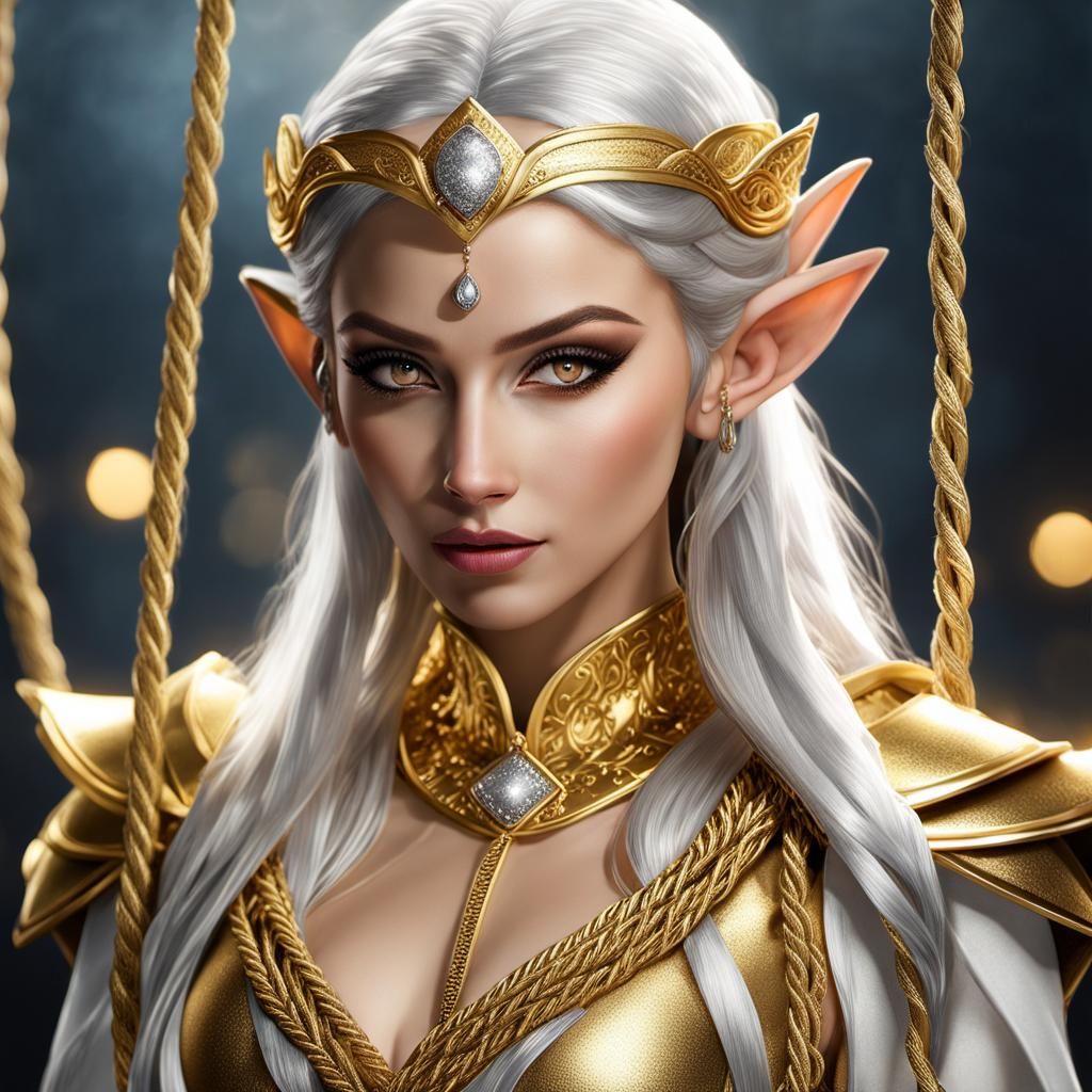 Ethereal Elf in Gold and Silver: Fantasy Portrait