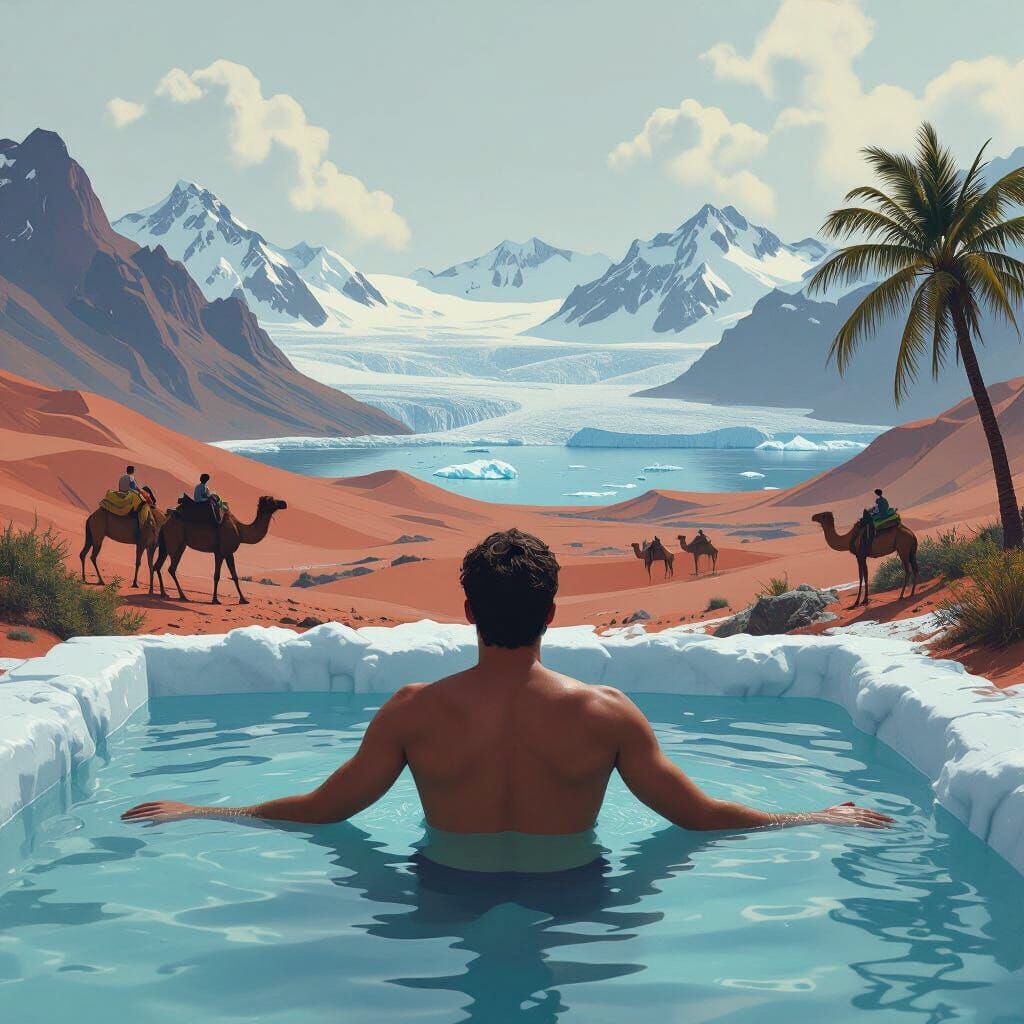 Surreal Landscape with Icy Fjords in Stalenhag Style