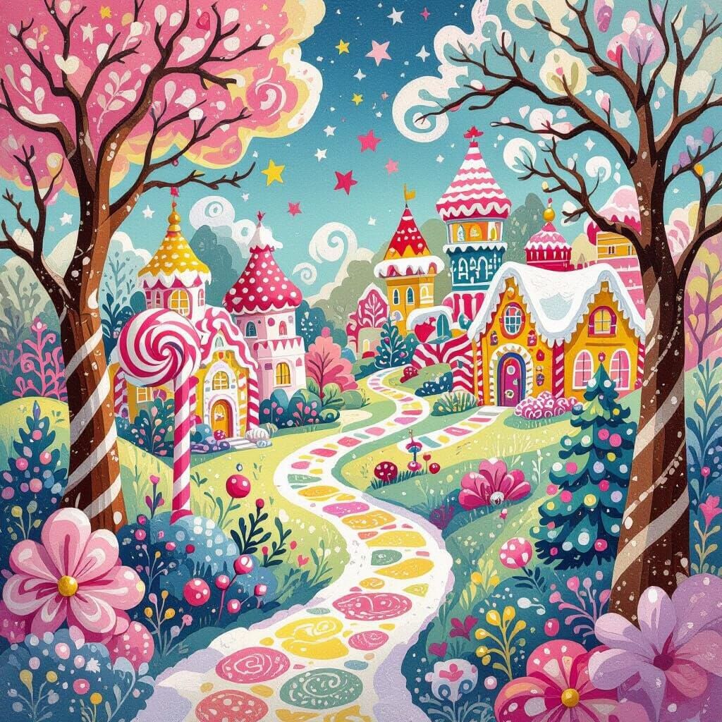 Vibrant Candyland Wonderland Christmas Templates in Gouache ...