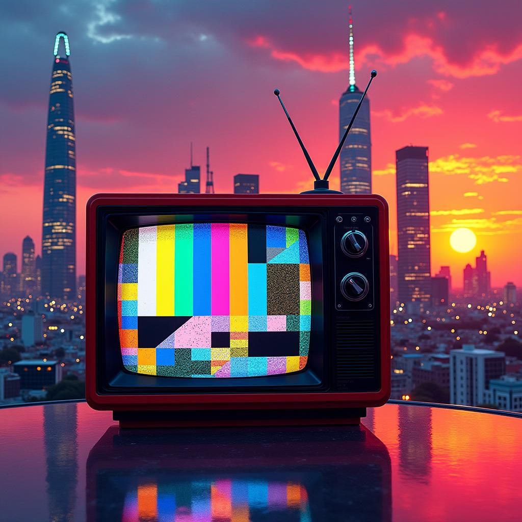 Colorful Abstract TV Portrait in Geometric Sci-Fi Style