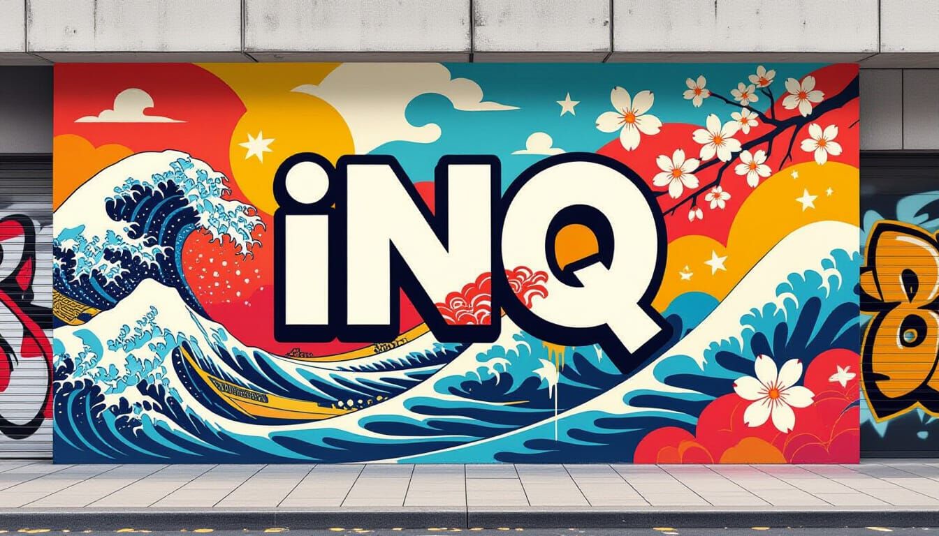 Urban Graffiti Mural Fusion of INQ and Japanese Art