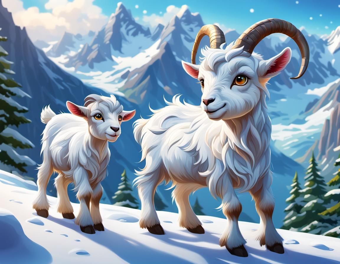Heidi and Snowflake Goat in the Alps