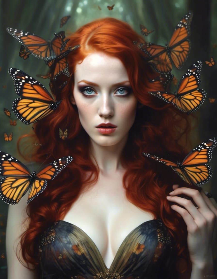 Monarch Butterfly Ginger Goddess Portrait