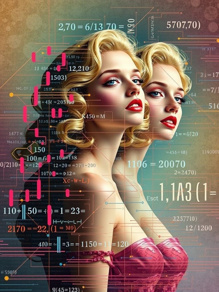 Ryoji Ikeda-Inspired Glitch Art of 1950s Woman