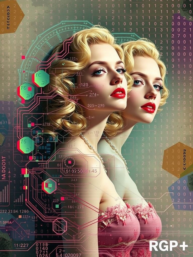 Glitch Art Pin-Up in Tonalist Style