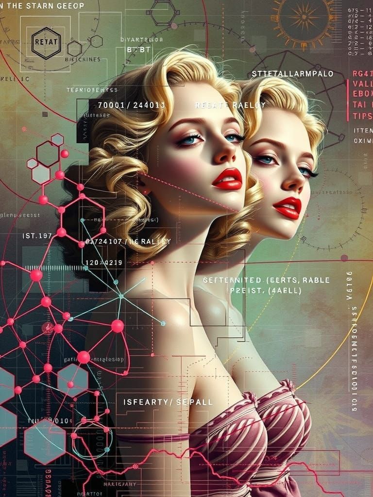 Glitch Art Pin-Up with Fractal Overlays