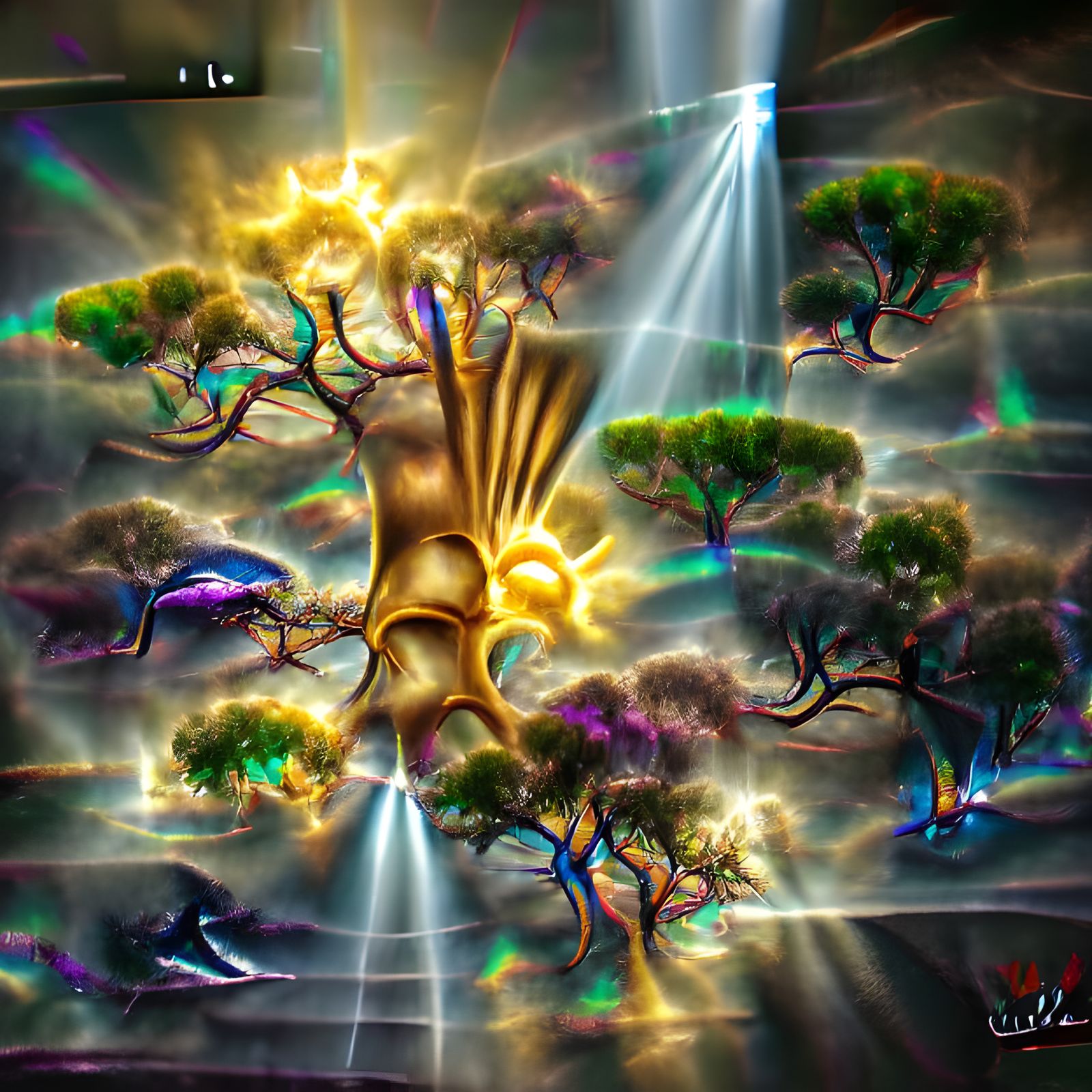 Tree of Life - 8k resolution iridescent sunshine rays surrea...