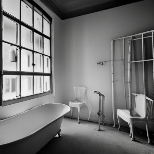 Insane asylum themed penthouse with white padded walls with windows with bars on them& padded white bed& white padded fu...