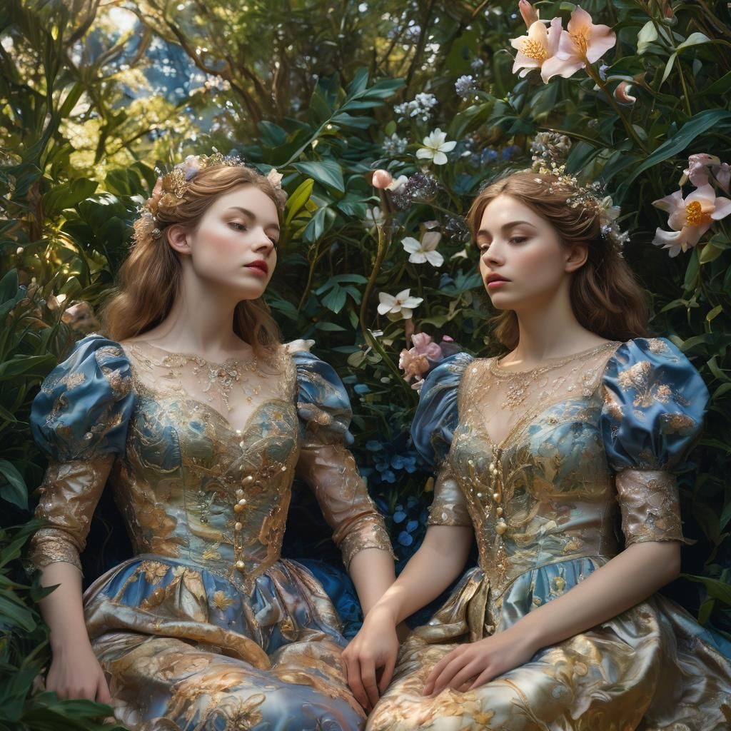 Dreamlike Encounter in Surrealist Garden