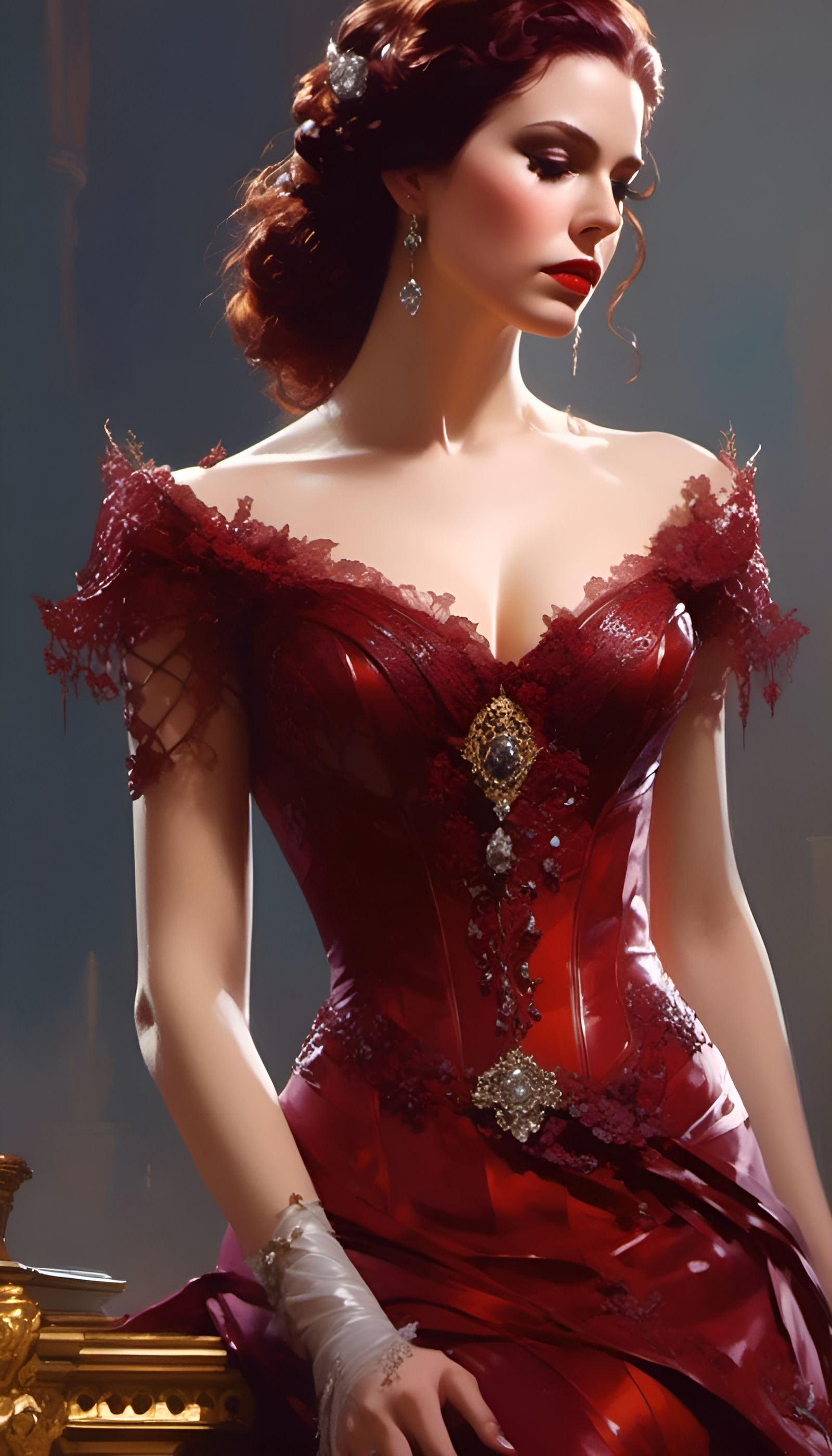 Rococo Lady in Leather and Lace Portrait