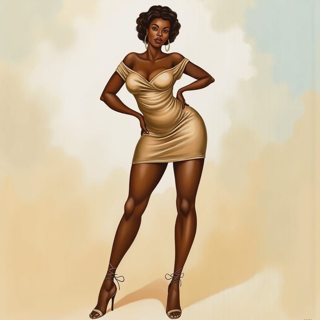 Radiant African American Woman in Metallic Dress