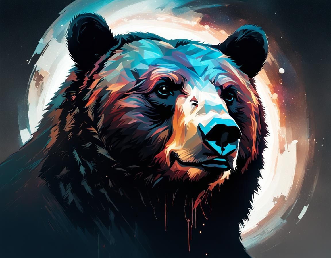 Galactic Bear Silhouette: Double Exposure Art