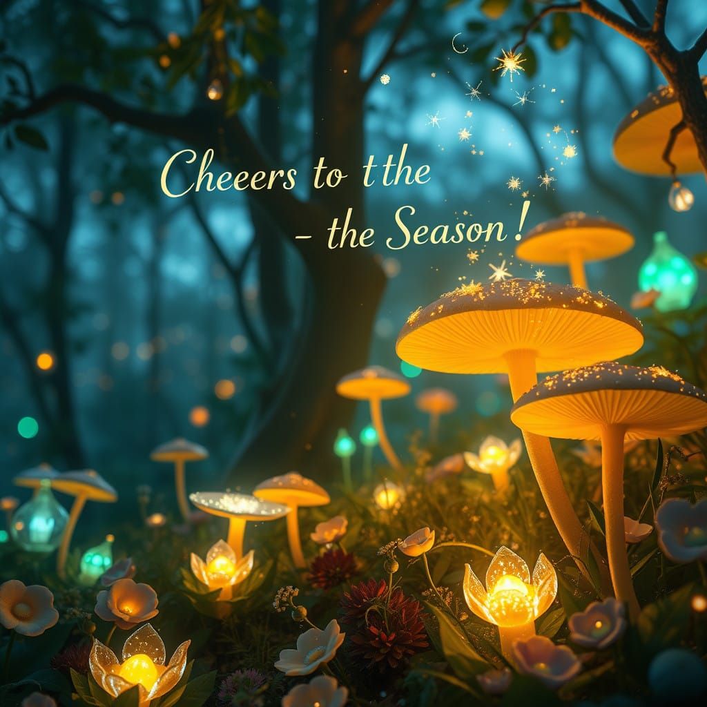 Ethereal Celebration in a Bioluminescent Grove