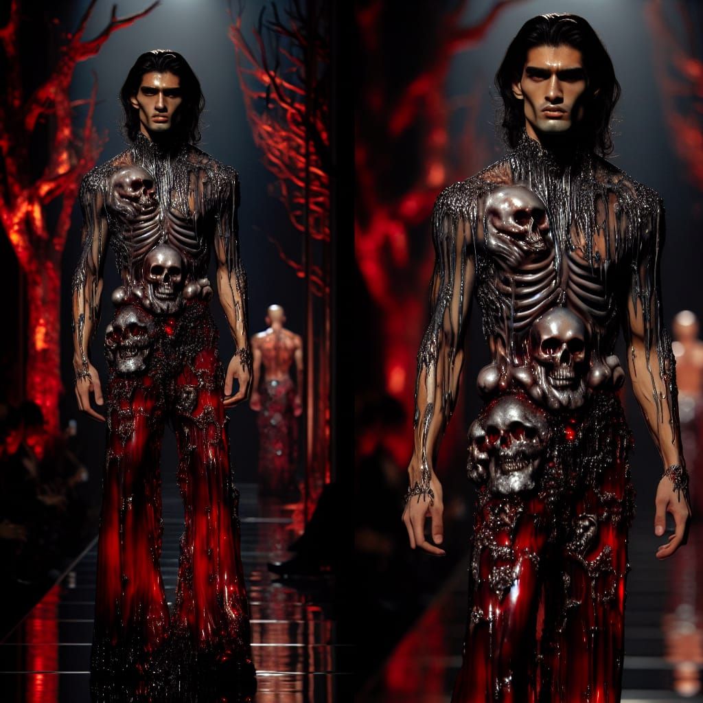 Haunted Avant-Garde Haute Couture Outfit in 8K HD