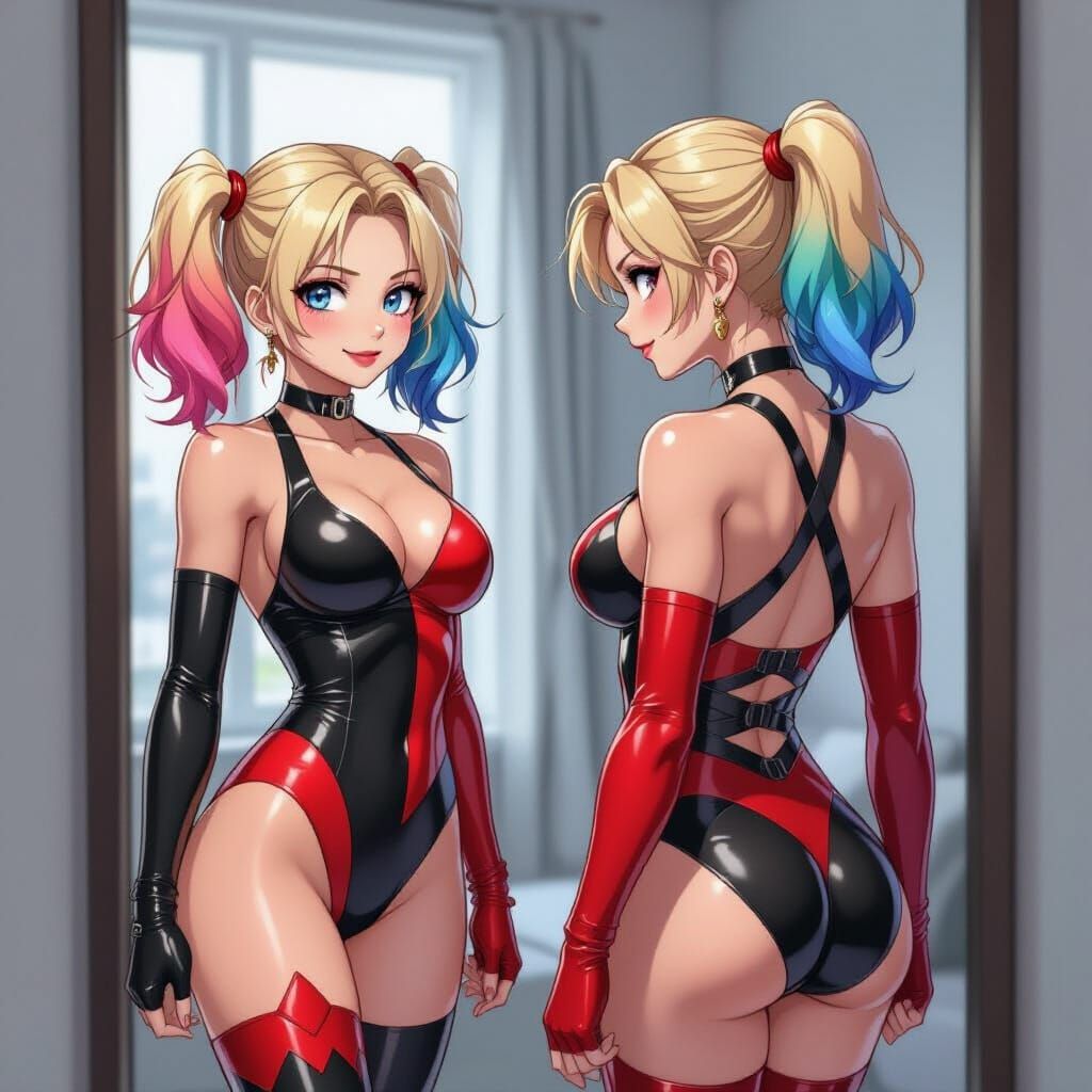 Harley Quinn in Anime Style at Modern Gym