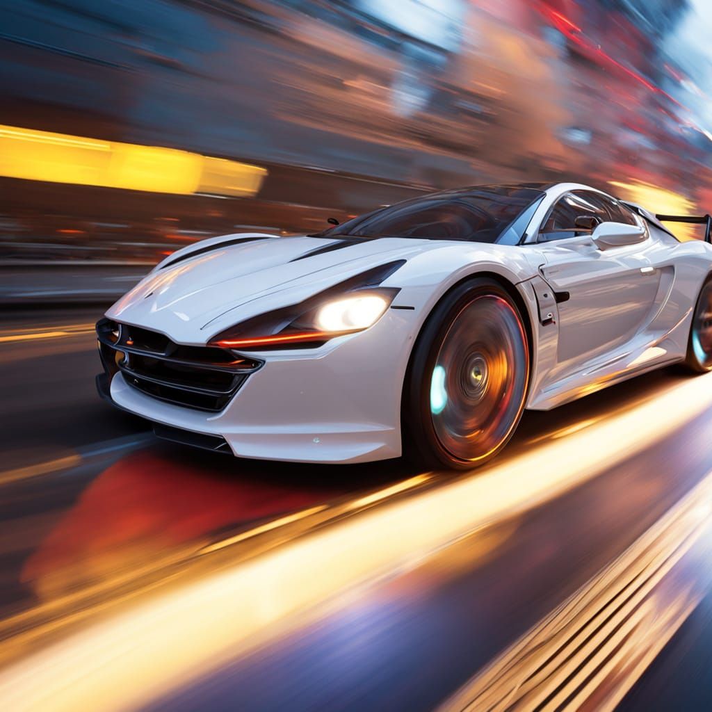 Futuristic Car Chase in Vivid Digital Art