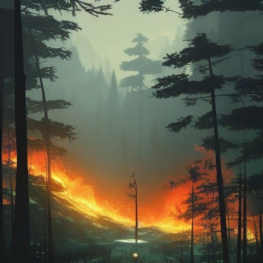 Forest Fire Anime Art by Studio Ghibli