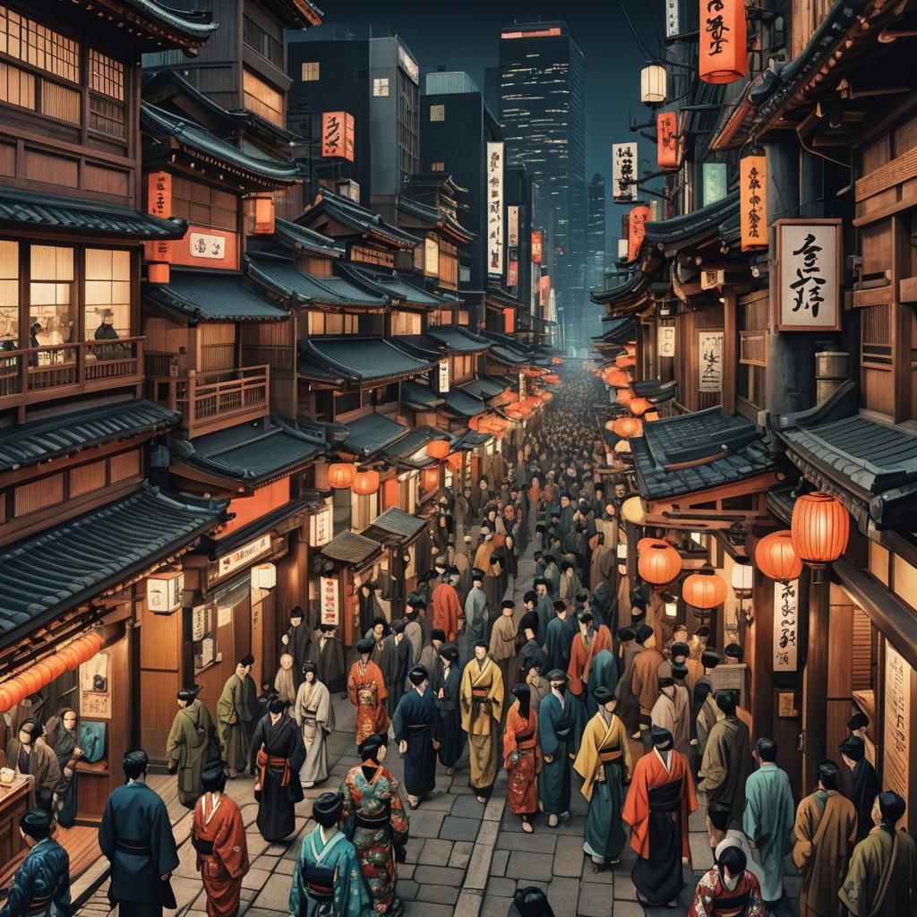 Ukiyo-e Street Scene: Old Japan in Manhattan
