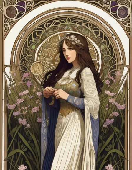 Breton Woman in Art Nouveau Style