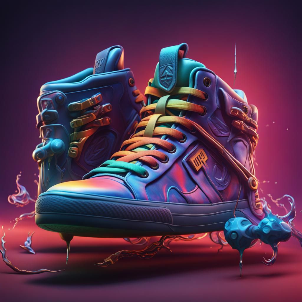 NFT Sneaker Logo in Detailed Matte Painting Style