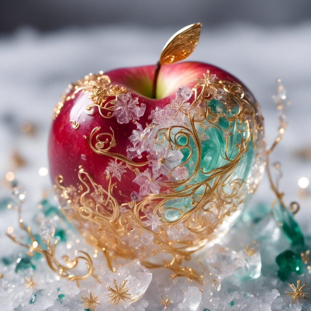 Golden Apple Shimmers with Metallic Luster