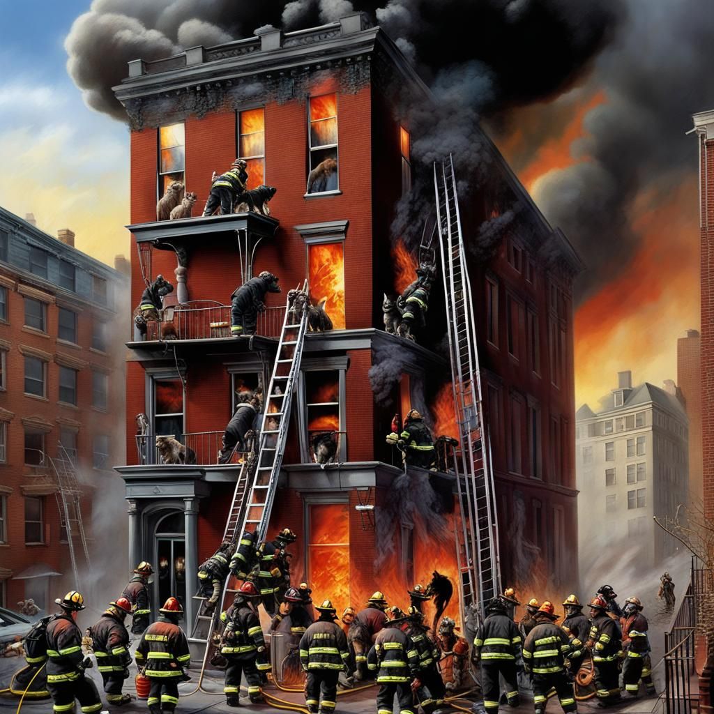 Dramatic Fire Rescue of Cats and Dogs