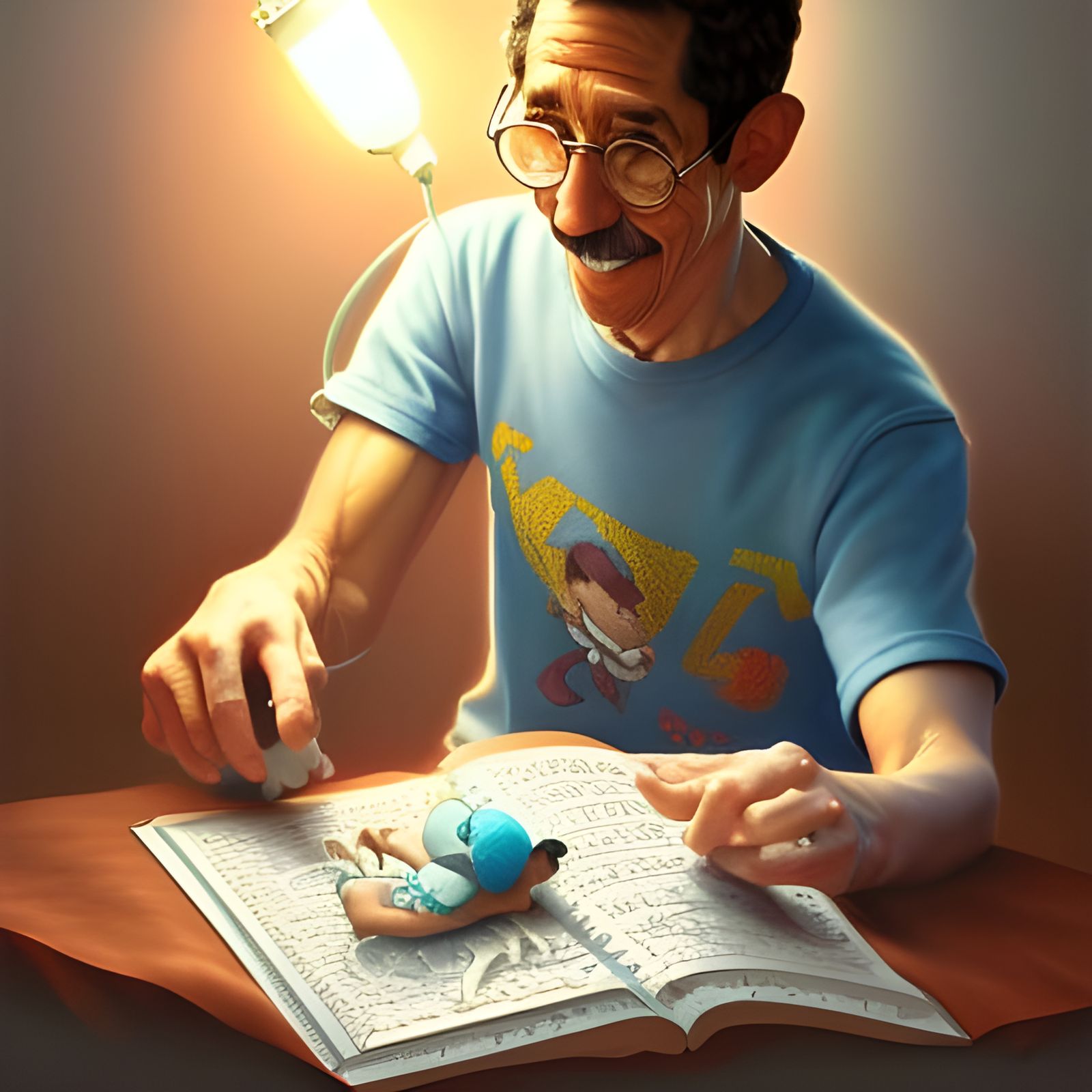 Jim Croce Crocheting: Pixar-Inspired 3D Digital Art