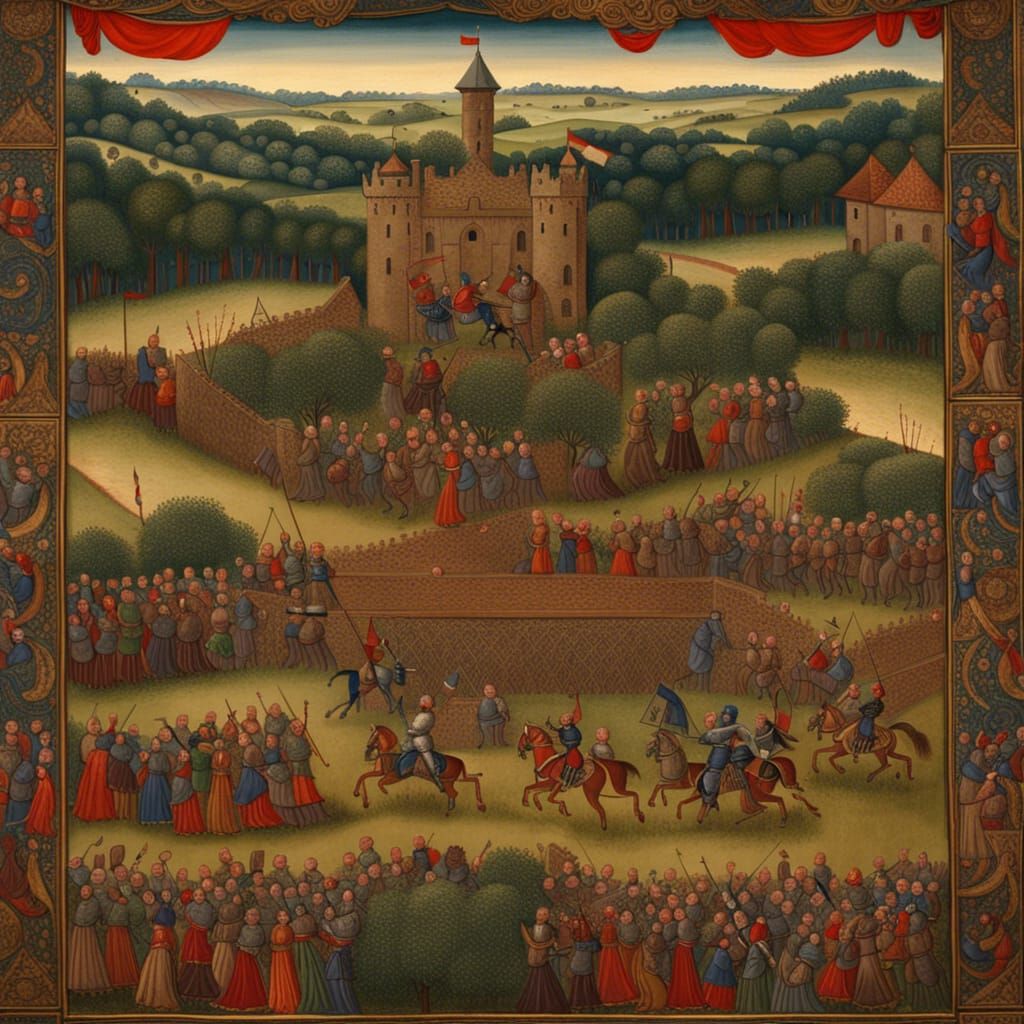 Medieval Jousting Tournament Landscape Painting