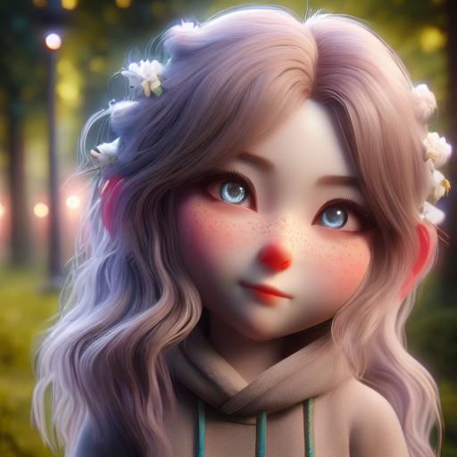 Radiant Pastel Portrait of a Happy Chibi Person