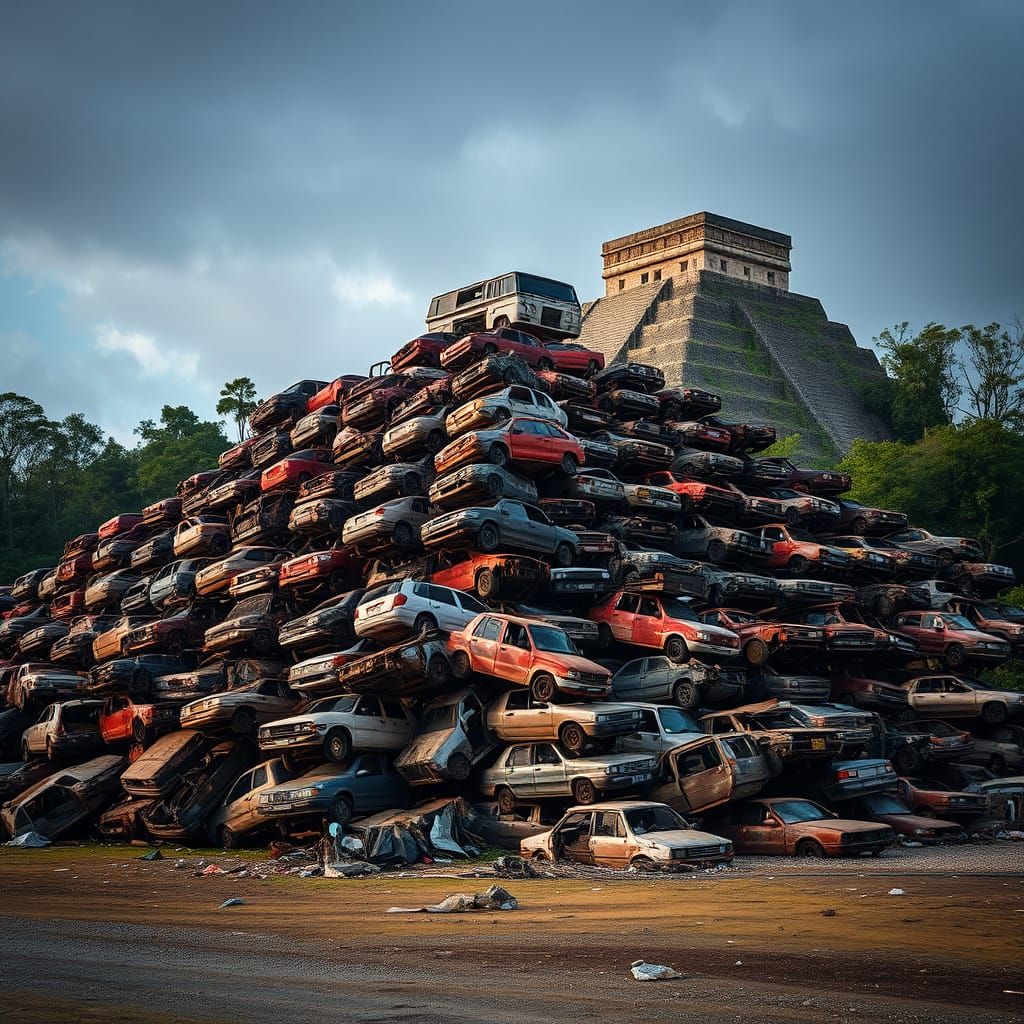Wreckage Pyramid Meets Ancient Mayan Structure