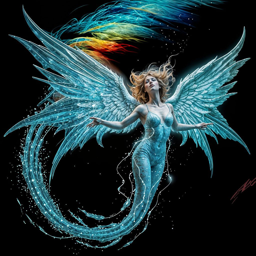 Bioluminescent Angelic Creature in Surreal Abyss