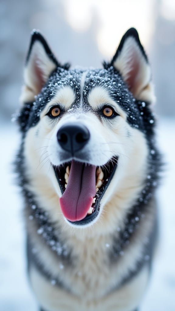 Hyperrealistic Husky Portrait in Winter Wilderness