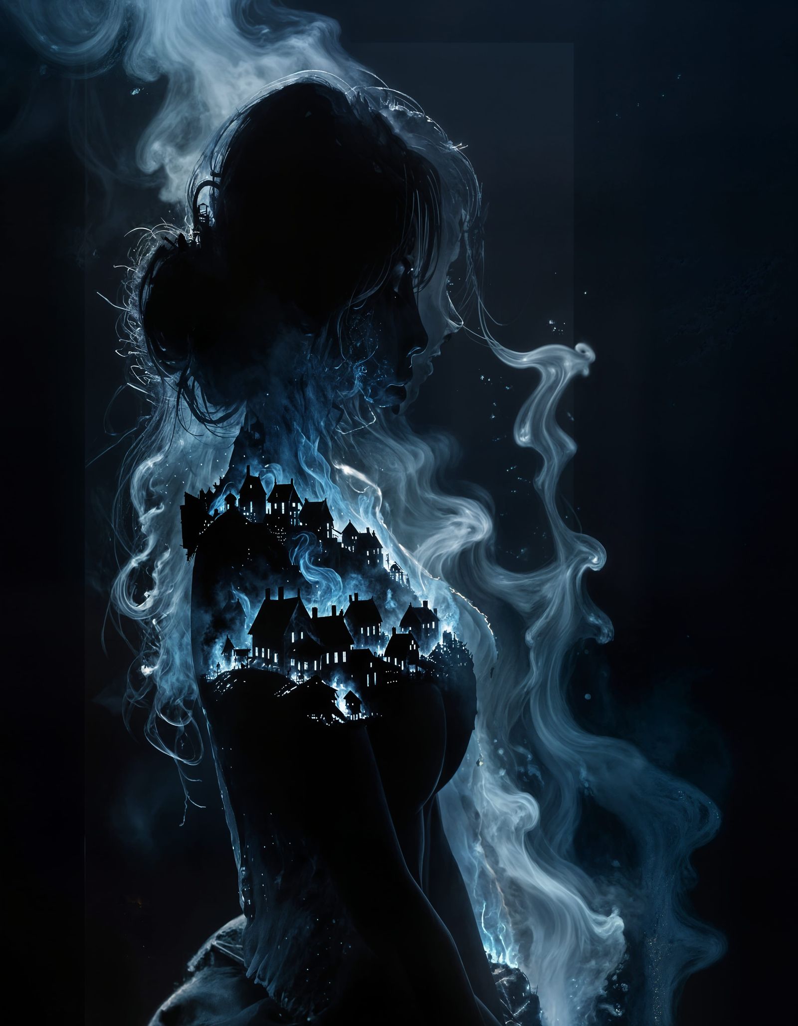 Soulful Tragedy in Monochromatic Silhouette