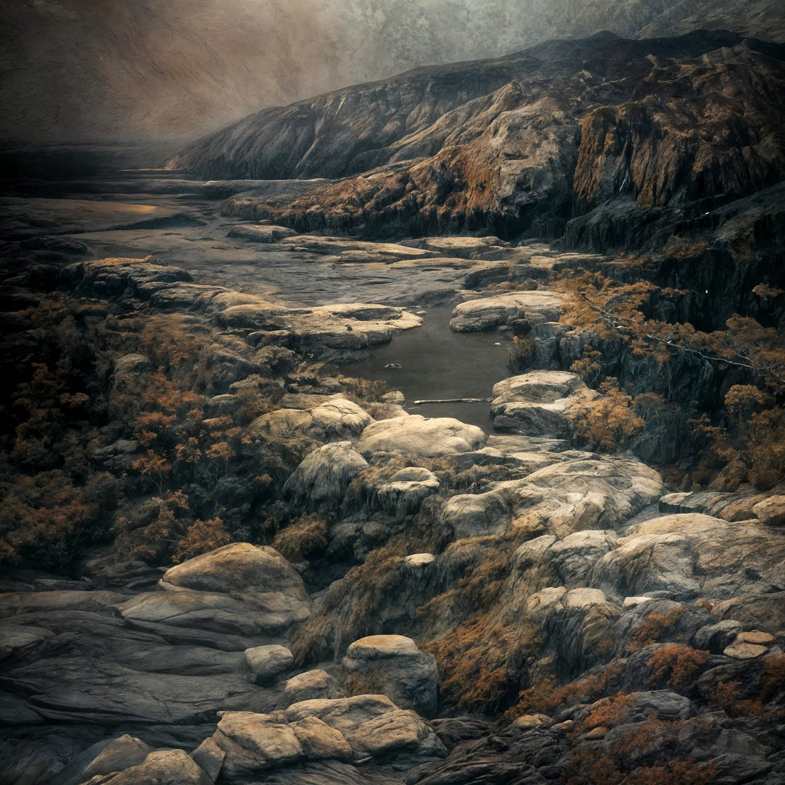 Golden Detailed Matte Painting in Magical Realism