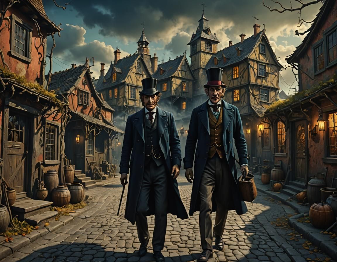 Dr. Jekyll and Mr. Hyde in Surrealist Style