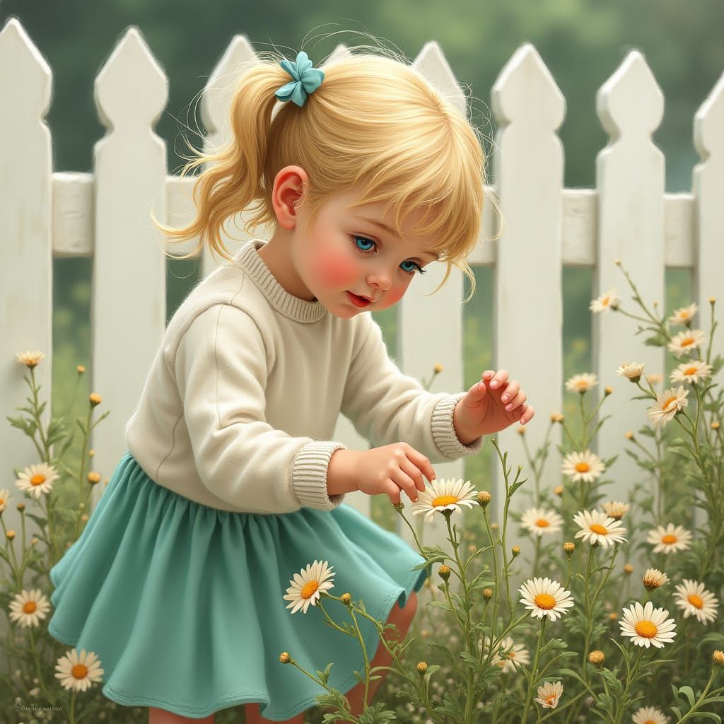 Blond Child Portrait in Hyperrealistic Style