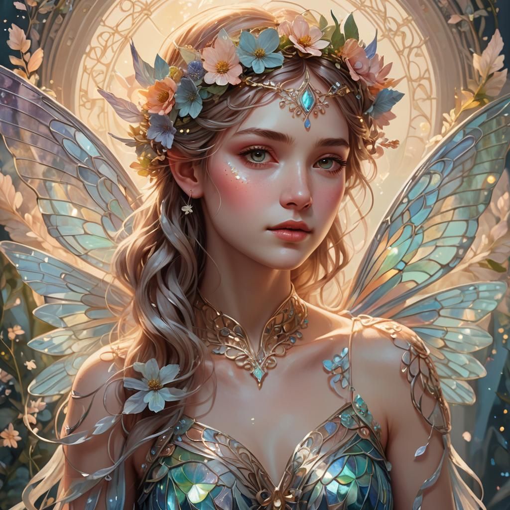 Ethereal Fairy Portrait in Art Nouveau Style