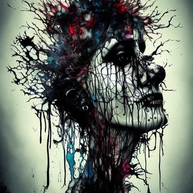 Ethereal Ghost Ink Art in High Contrast