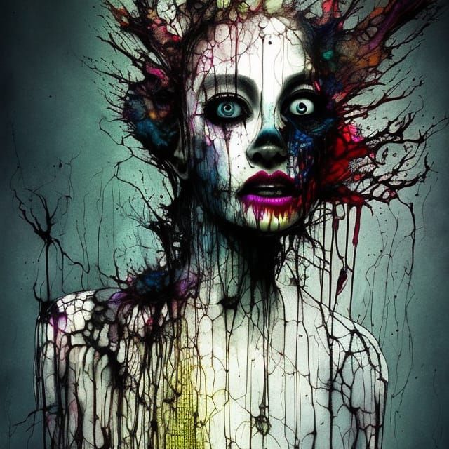 Ethereal Ink Blot Horror in High Contrast