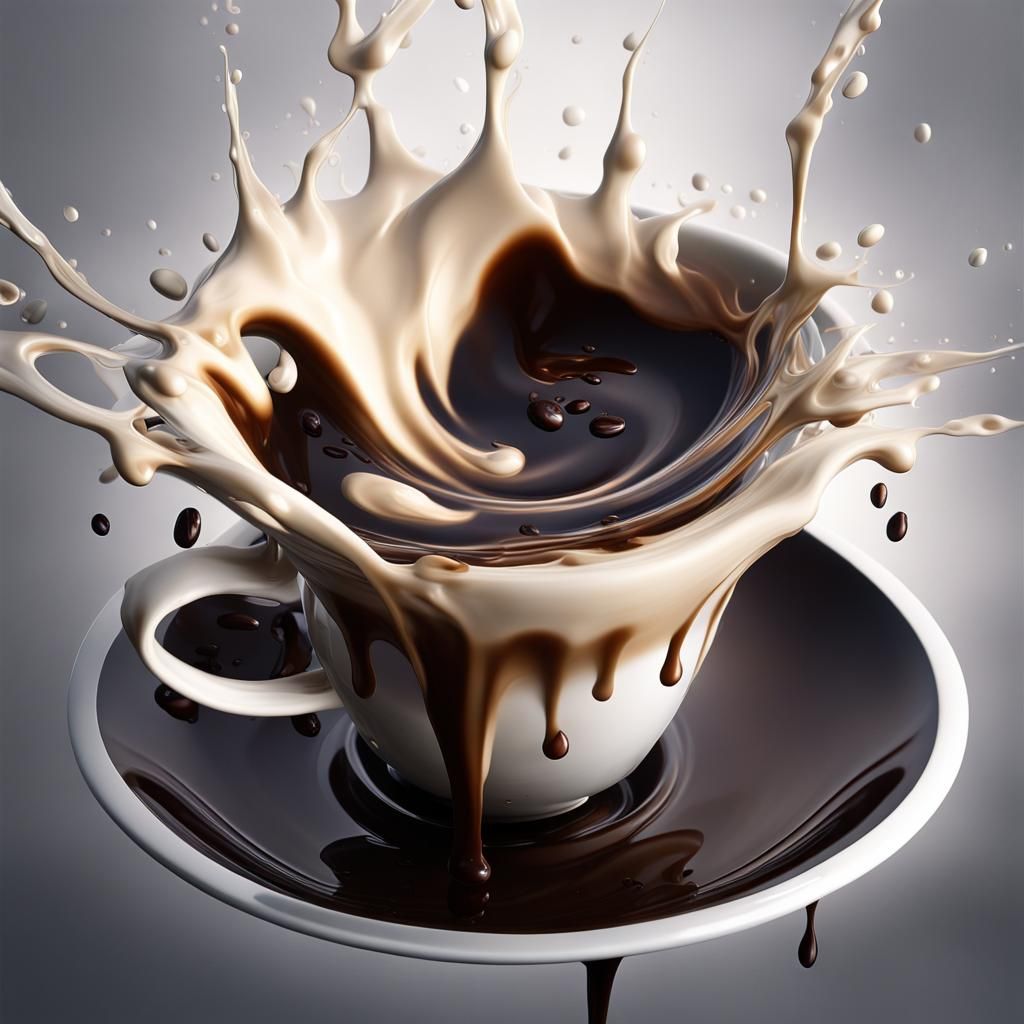 Coffee and Cream Splash Art: Detailed Matte Painting