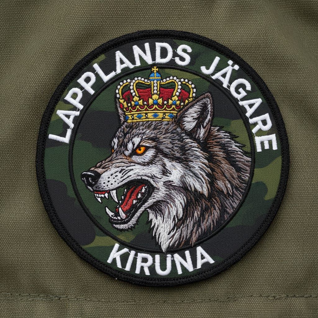 Angry Wolf Head Crown Patch with Text