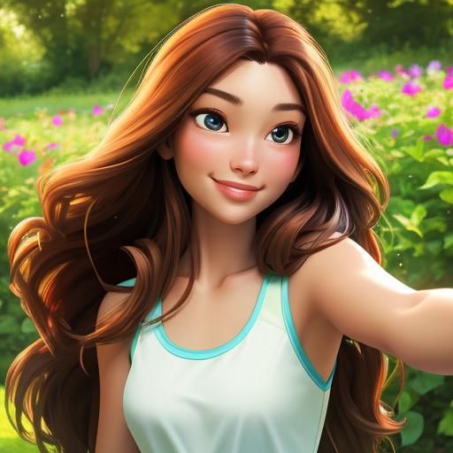 Woman Takes Selfie in Tranquil Flower Garden