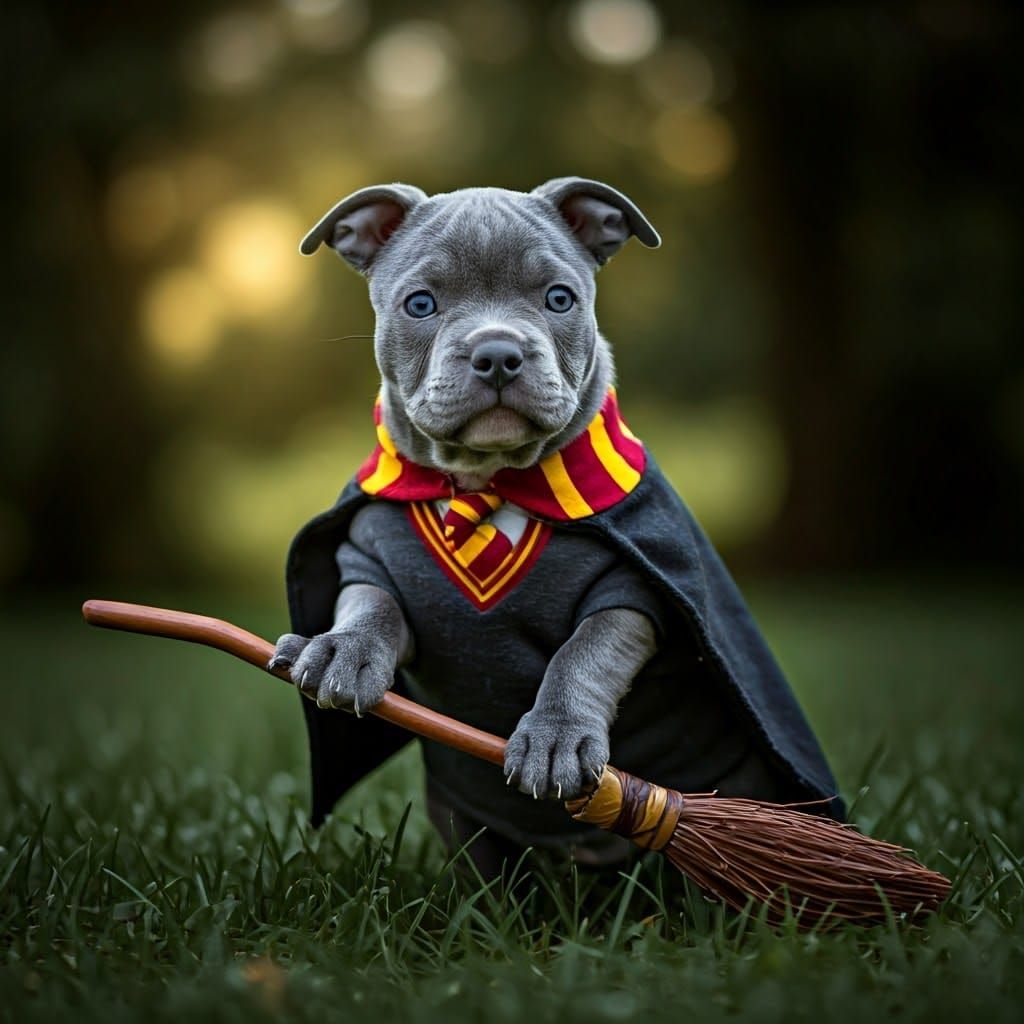 Harry Potter Puppy Playing Quidditch: Fine Art Photography