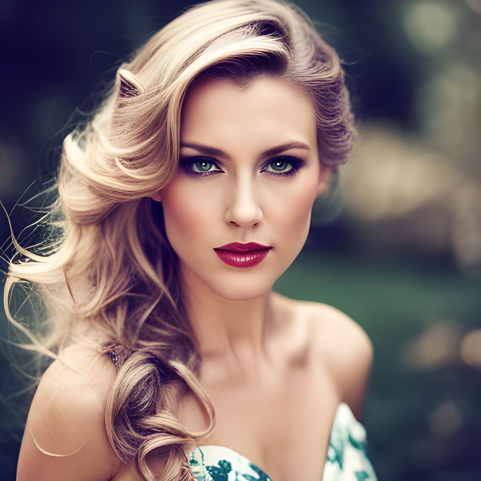 Woman in Flower Dress on Sunny Day