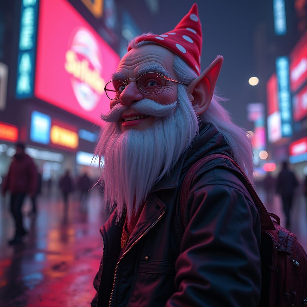 Cyberpunk Gnome Appears on Jumbotron